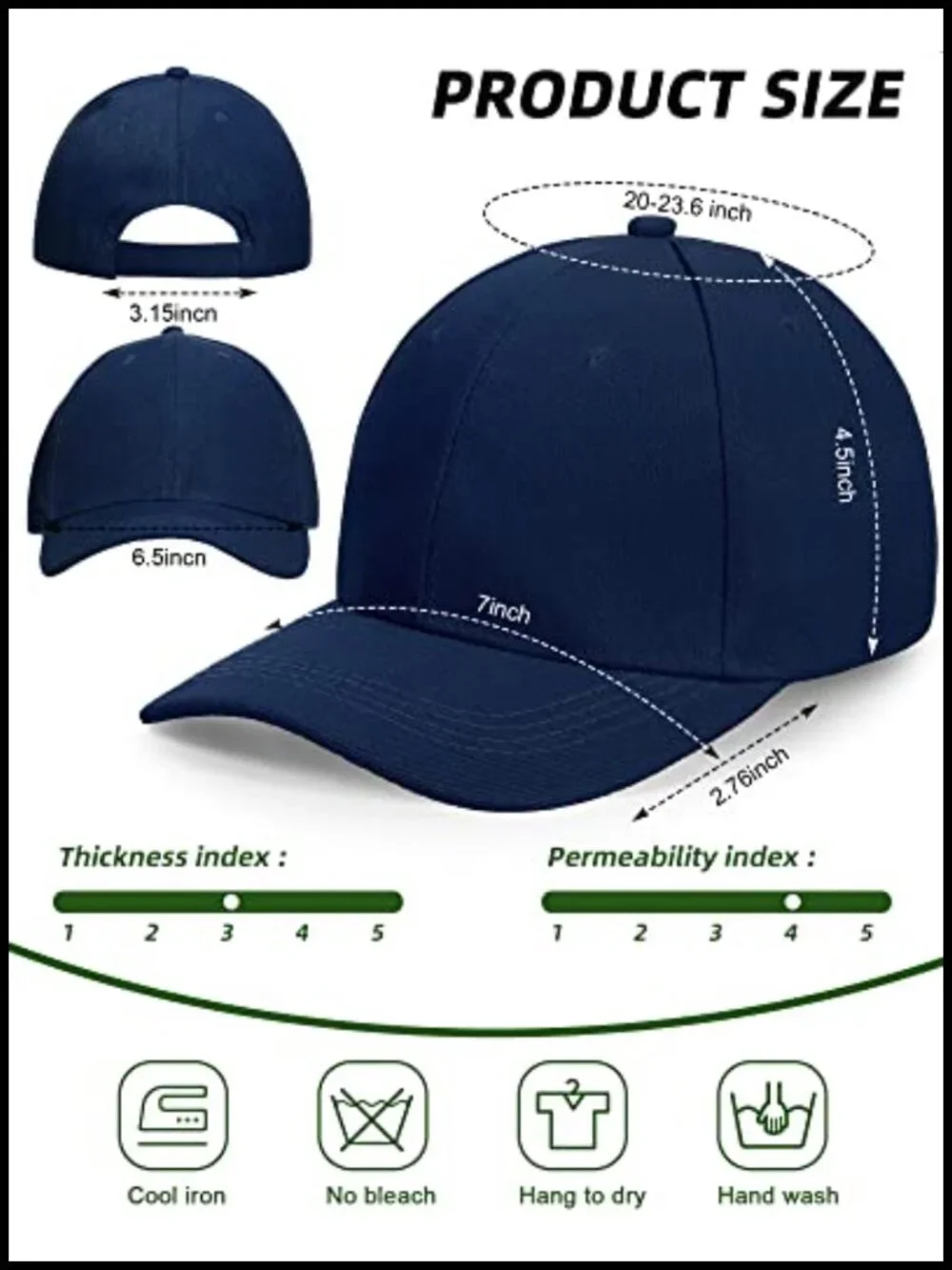 24 Pack Adjustable 100% Polyester Baseball Caps 6 Panel Curved Brim Unisex